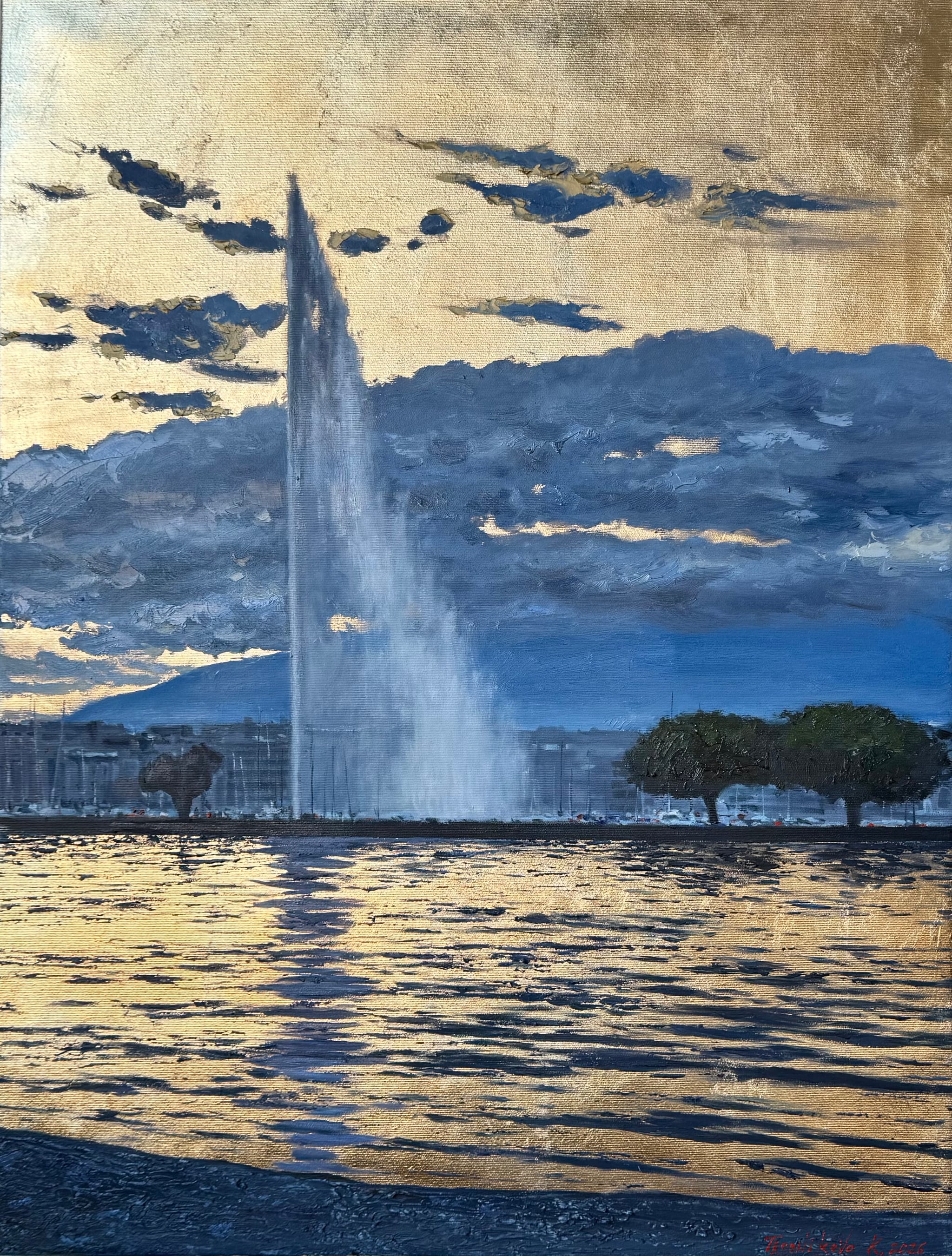 Golden sunset - Original painting by Kateryna Tropnikova